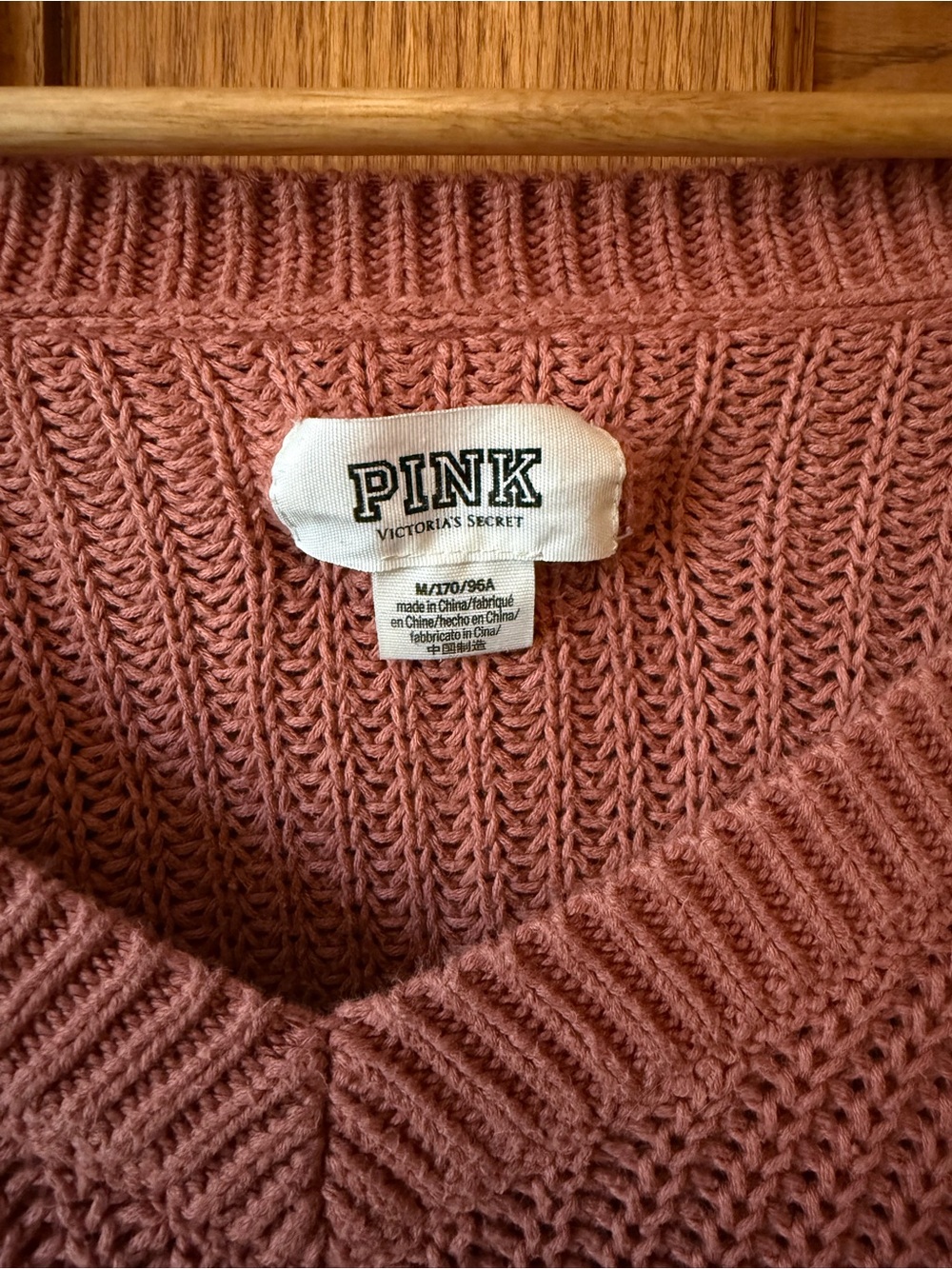 PINK Victoria's Secret Dusty Rose V-Neck Pullover Sweater - Picture 4 of 4